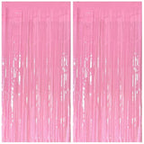 2 Pack Foil Curtain Pink Backdrop Streamers Metallic Tinsel Fringe Curtains Photo Booth Props For Birthday Wedding Engagement Bachelorette Christmas Holiday Celebration Party Decorations