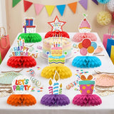 9pcs Happy Birthday Table Decor Honeycomb Centerpieces for Birthday Party