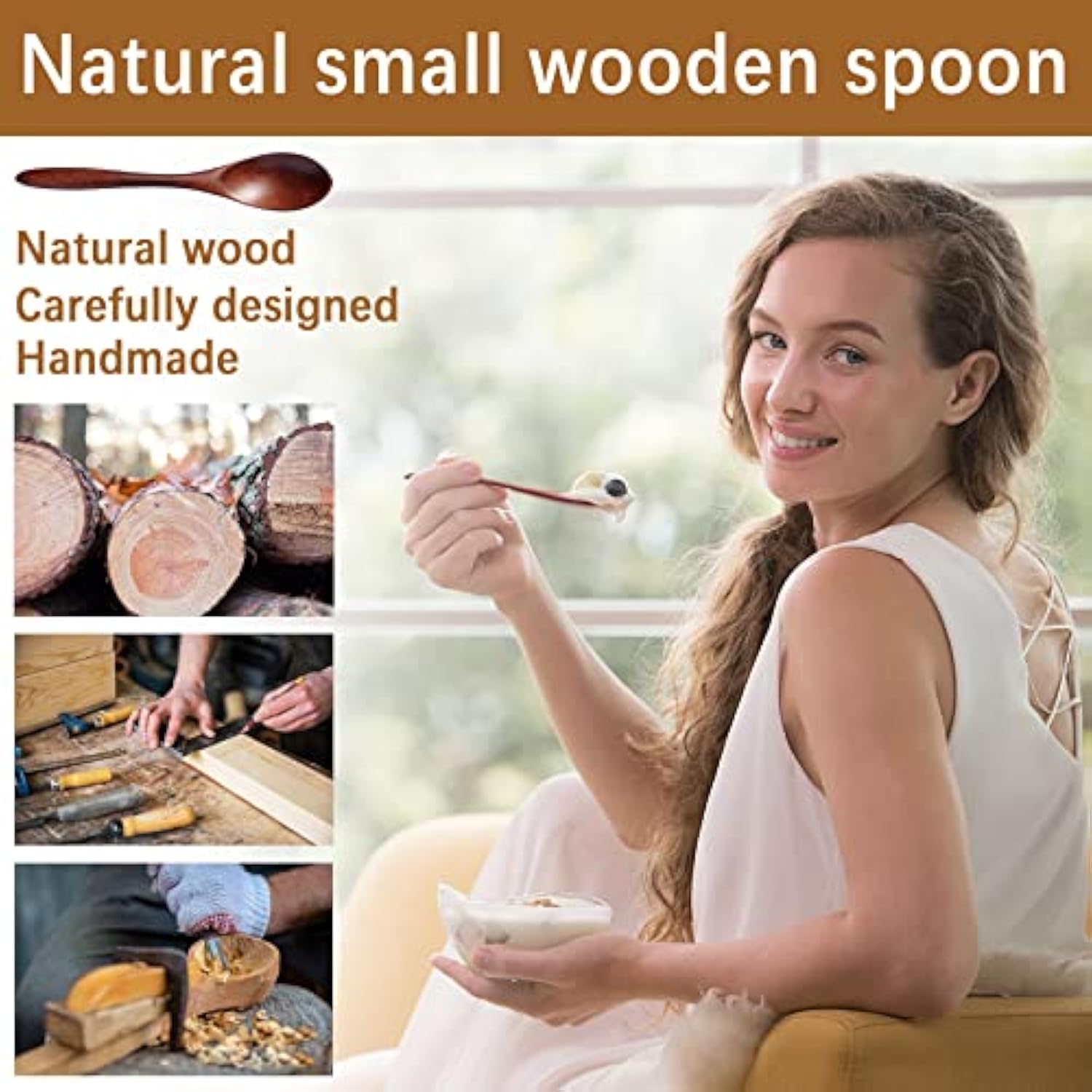 7 Pcs Small Wooden Spoons, 5.8 Inch Honey Spoons For Tea, Hardwood Wooden Honey Teaspoon For Coffee, Little Tiny Wood Spoons, Bamboo Table Spoon For Stirring, Wooden Spoons For Utensils Set