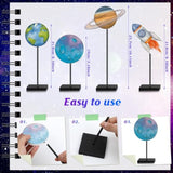 4 Pcs Outer Space Centerpieces For Tables Outer Space Party Decorations Baby Shower Wooden Standing Rustic Planets Earth Block For Boy Solar System Birthday Decorations Party Supplies