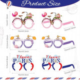 36 Pcs Paris Party Decorations France Theme Eyeglasses Paper Glasses Frame Eiffel Tower Photo Booth Props French Party Favors For Paris Baby Shower Birthday Supplies