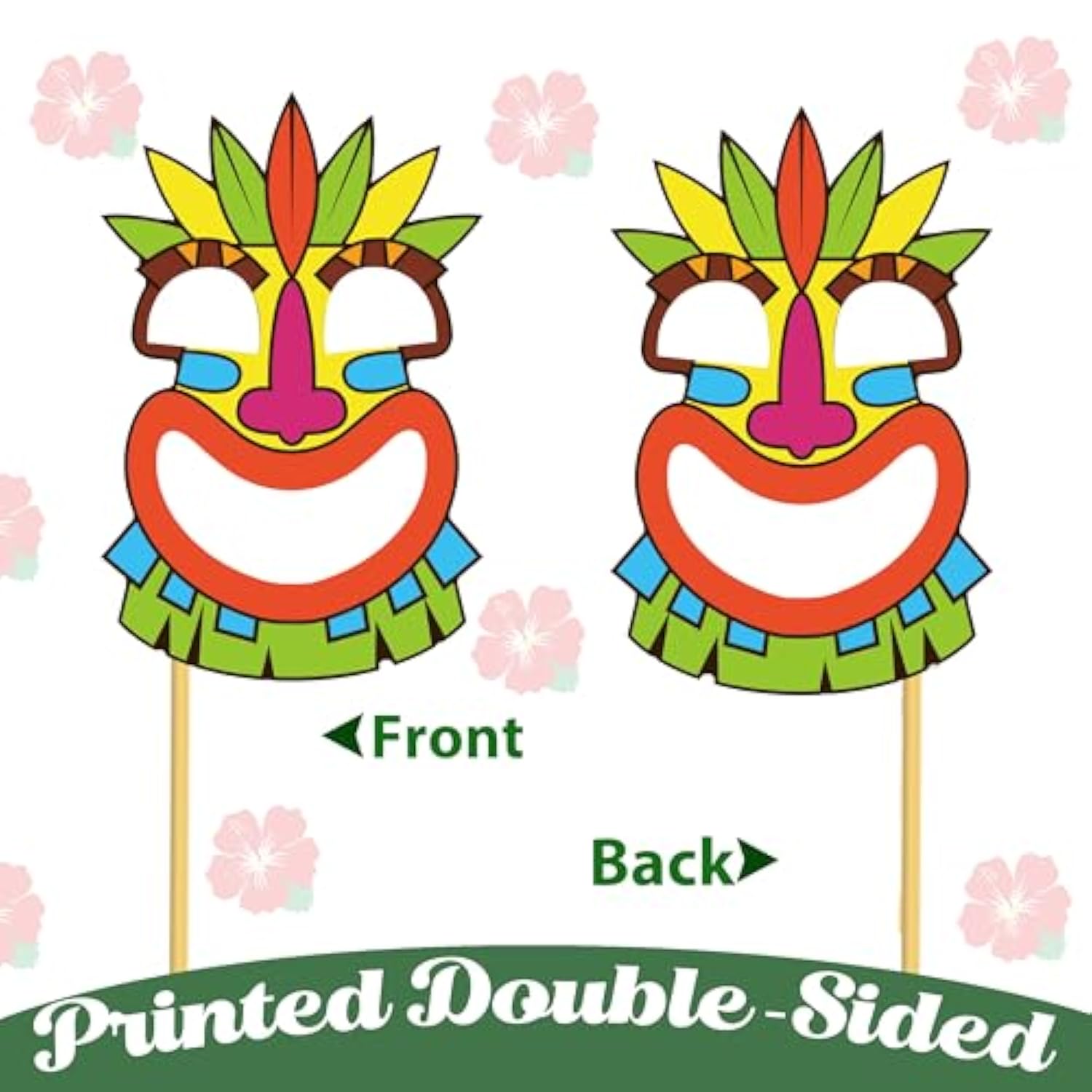 48Pcs Luau Photo Booth Props Hawaiian Tiki Party Decorations Hawaiian Themed Party Supplies Tropical Party Favors Photo Booth For Summer Pool Beach Birthday Wedding Baby Shower Supplies