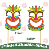 48Pcs Luau Photo Booth Props Hawaiian Tiki Party Decorations Hawaiian Themed Party Supplies Tropical Party Favors Photo Booth For Summer Pool Beach Birthday Wedding Baby Shower Supplies