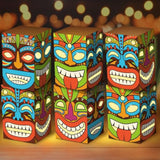 6Pcs Tiki Party Boxes Hawaiian Luau Themed Party Decorations Tiki Totem Boxes Tropical Aloha Ornaments Table Centerpieces Box For Summer Beach Birthday Baby Shower Party Supplies Favors