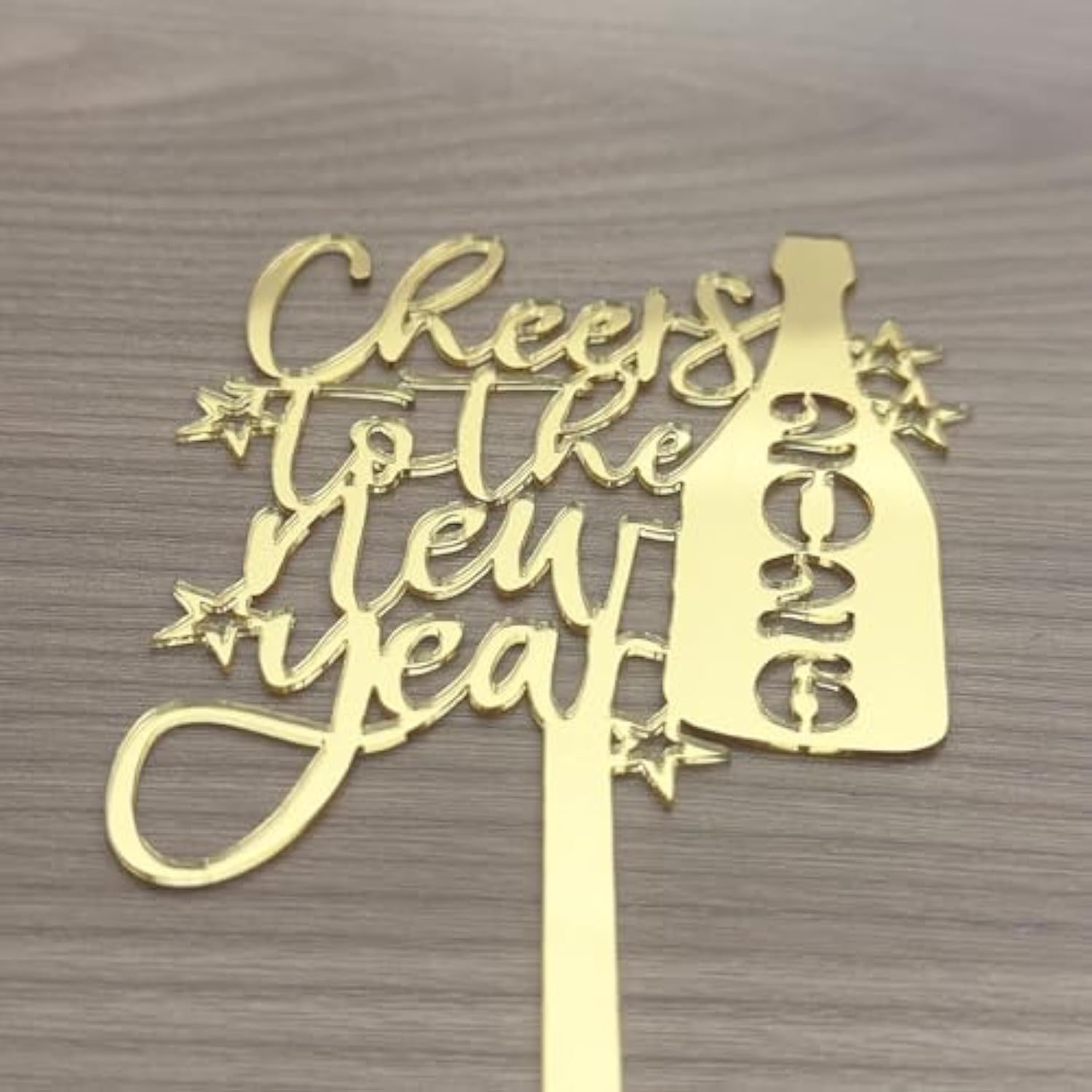 Cheers to the New Year 2026 Gold Acrylic Cake Topper