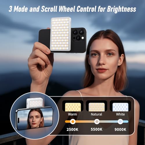 Magnet Phone Light, 160 LED Dual Side Selfie Light Compatible with iPhone Magsafe, 3 Lighting Adjustment Modes, Selfie Lights for