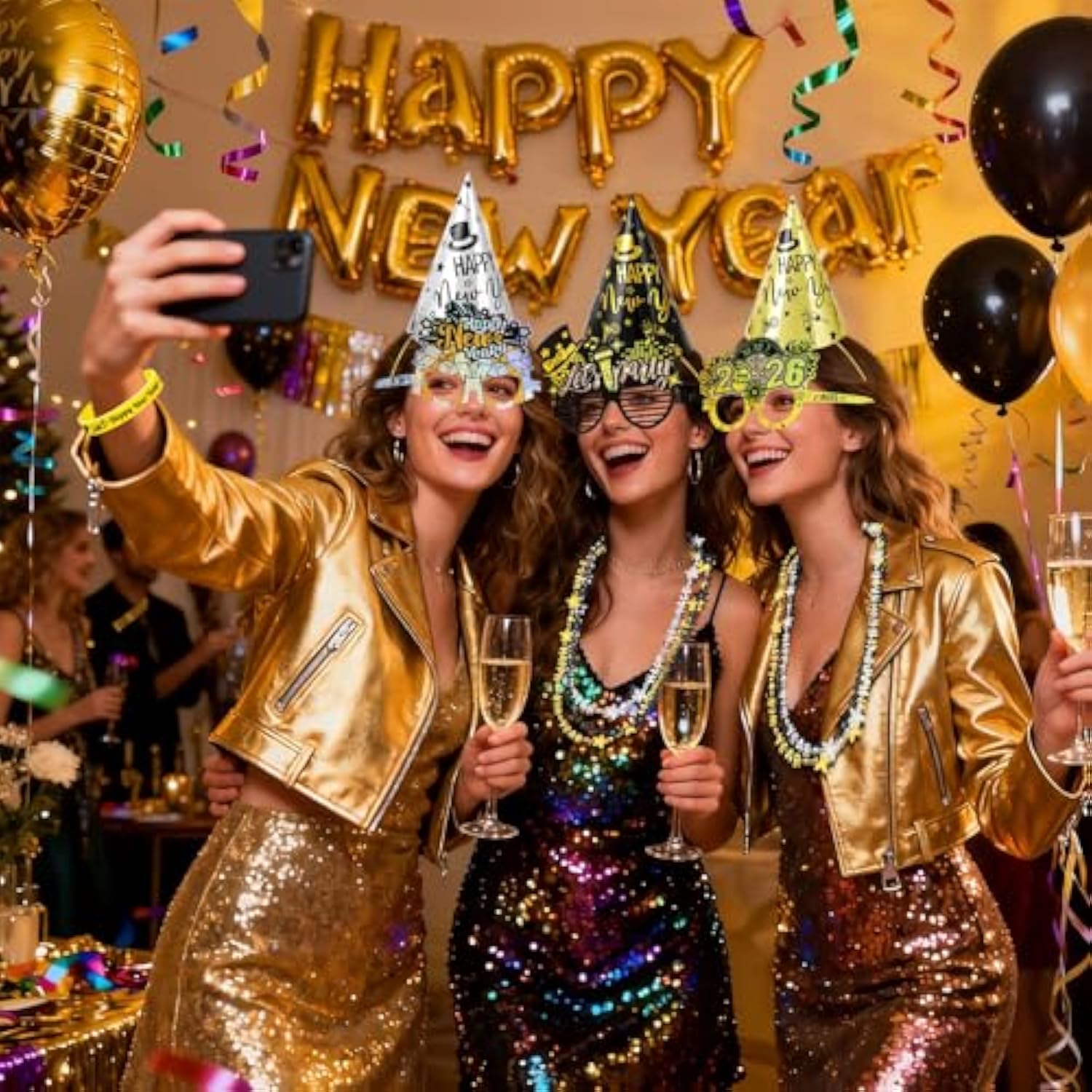 48pc 2026 New Year Party Kit Glasses, Hats, Noise Makers & Accessories