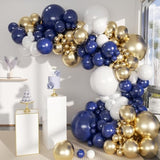 141-Pc Blue, White & Gold Balloon Garland Kit for Birthday, Shower & Wedding Decor