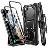 i-Blason Armorbox for Samsung Galaxy S23 Plus Case with Stand & Belt-Clip [Built-in Screen Protector] [2 Front Frames] [Military-Grade Protection] Full-Body Rugged Bumper Case with Kickstand (Black)