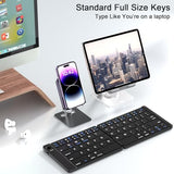 Foldable Bluetooth Keyboard,Portable Wireless Keyboard,Rechargeable,Full Size,Ultra Slim,Compatible Ios Android Windows Smartphone Tablet And Laptop-(Black)