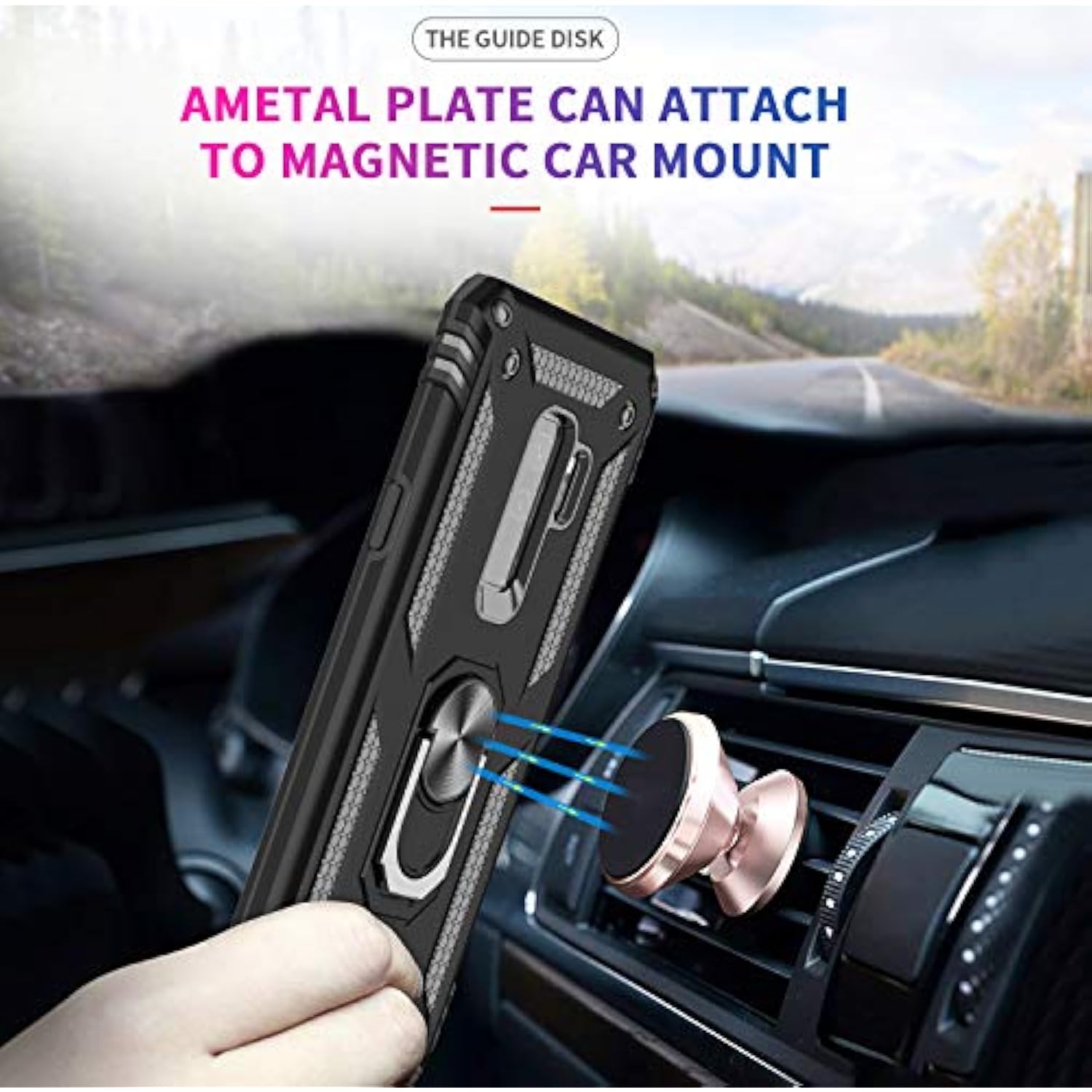 For Samsung Galaxy S9 Plus Case, Galaxy S9+ Plus Case With [2 Pack] 3D Curved Screen Protector, [Military-Grade] Magnetic Ring Stand Protective Phone Case Covers For S9 Plus [Not Fit S9], Black