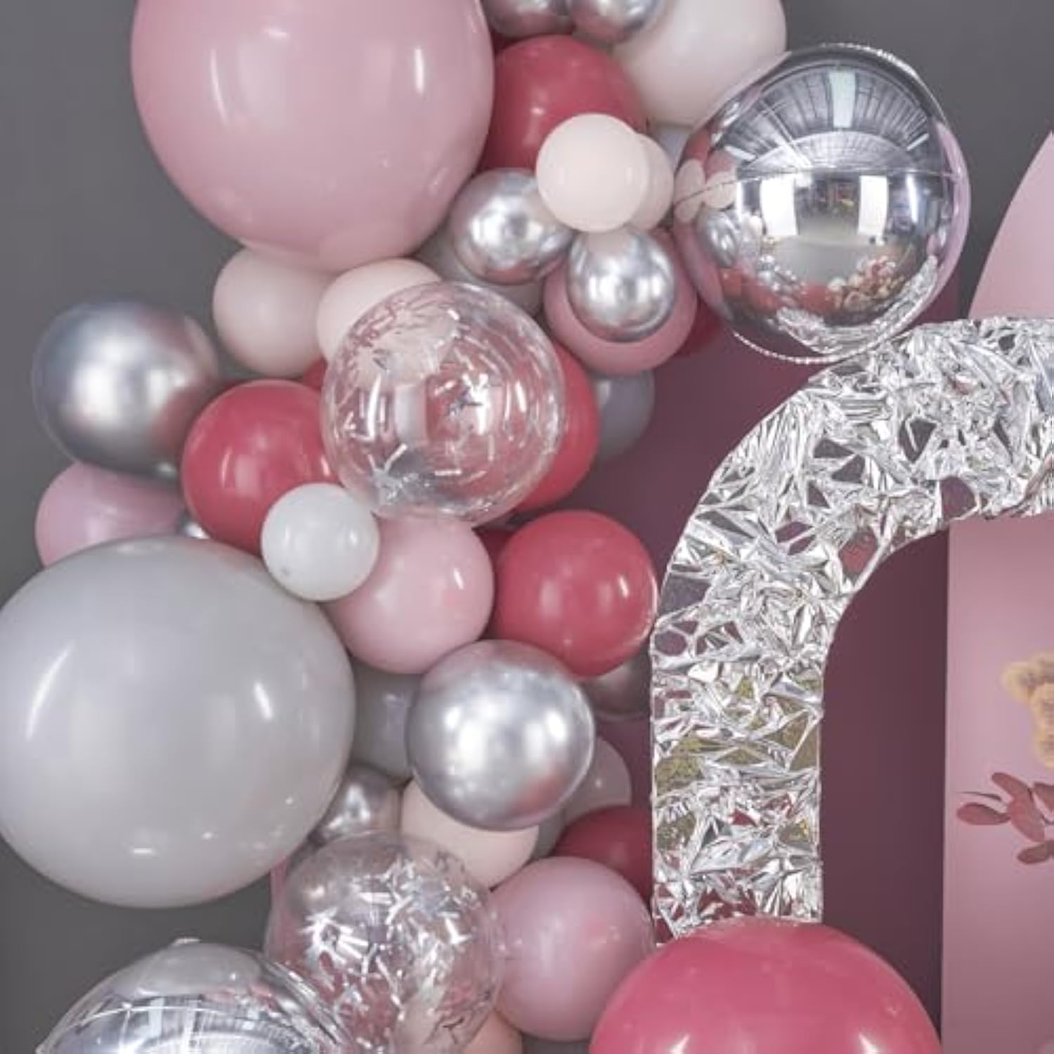 Dusty Pink Party Pack - 140 Pc Balloon Decoration Kit With Pastel Peach & Light Pink Balloons For Birthday, Baby Shower, Wedding