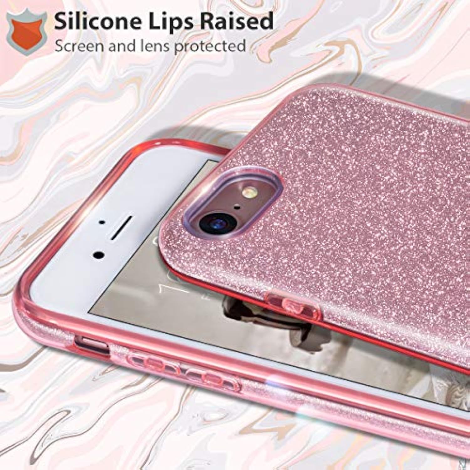 Compatible With Se 2022, Se 2020, 8, 7 Glitter Bling Sparkle Cute Girls Women Protective Case For 7/8/Se (Pink)
