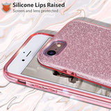 Compatible With Se 2022, Se 2020, 8, 7 Glitter Bling Sparkle Cute Girls Women Protective Case For 7/8/Se (Pink)
