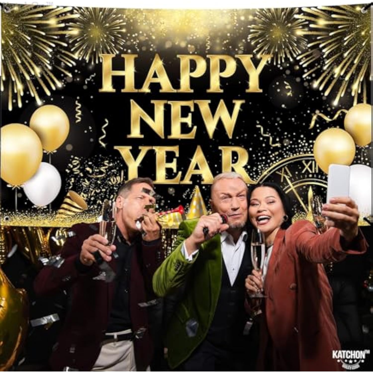 Xtralarge Happy New Year Banner 72x44in 2026 Party Backdrop