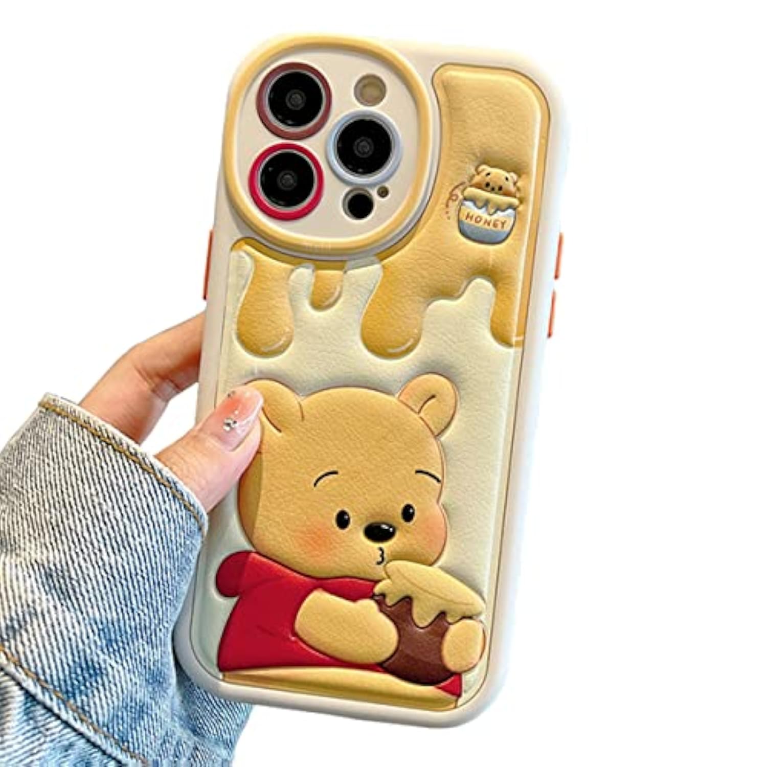 Compatible With Iphone 16 Pro Max Cute Case, Kawaii Phone Case Tpu Leather Cute Bear Cartoon Case Soft Rubber Shockproof Protective For Iphone 16 Pro Max Case Cover For Women Girls