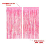 Decorations Hot Pink Iridescent Fringe Foil Curtain - Set Of 2 | Bachelorette Party Bridal Shower Backdrop, Wedding, Birthday Photo Booth