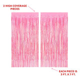 Hot Pink Iridescent Fringe Foil Curtains Set of 2 Bachelorette Wedding Backdrop
