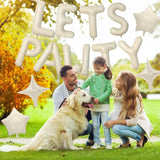 Lets Pa Balloons Banner 16 Inch,Beige Dog Birthday Decorations With 4Pcs 10 Inch Star Balloons,Paw Foil Letter Balloon For Dogs Paw Pet Puppy Theme Party Supplies