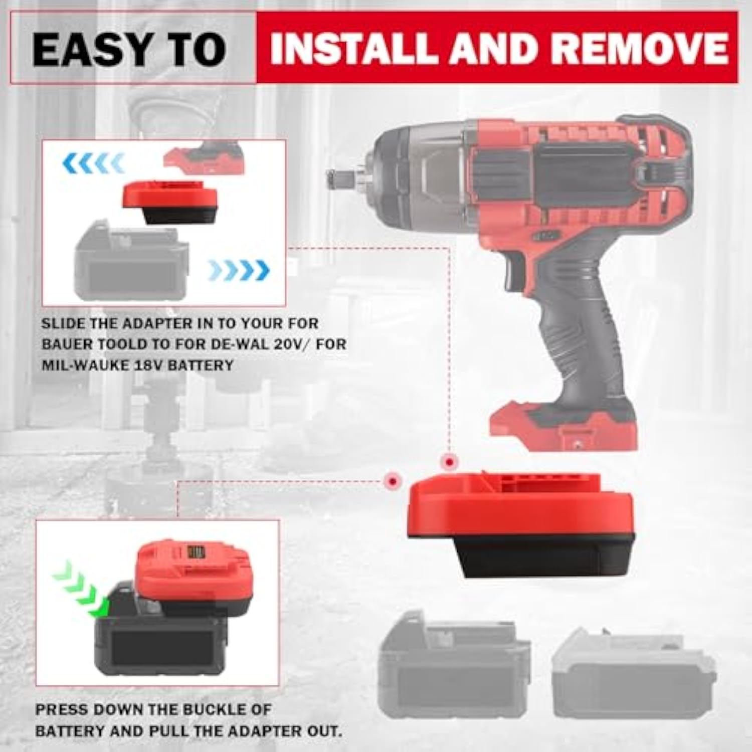 Battery Adapter For Dewalt & For Milwaukee To Bauer Battery Adapter Use For Bauer 20V Cordless Power Tool (Adapter Only)