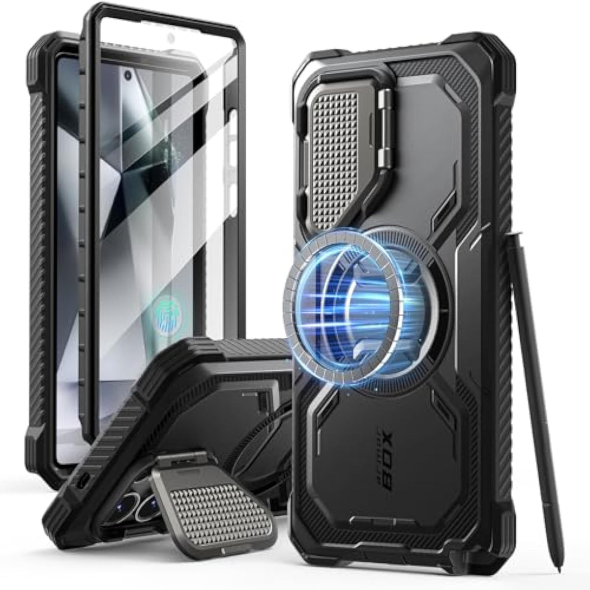 i-Blason Armorbox for Samsung Galaxy S25 Ultra Case MagSafe with Camera Cover Stand [Military Protection] Full-Body Heavy Duty Magnetic Phone Case with Screen Protector for S25 Ultra 6.9 inch, Black