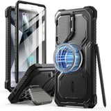 i-Blason Armorbox for Samsung Galaxy S25 Ultra Case MagSafe with Camera Cover Stand [Military Protection] Full-Body Heavy Duty Magnetic Phone Case with Screen Protector for S25 Ultra 6.9 inch, Black