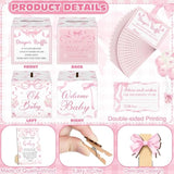 102 Pcs Diaper Raffle Tickets With Raffle Box Baby Shower Party Decorations Don'T Say Baby Sign Clothespin For Gender Reveal Party Invitation Insert Card Theme Game(Pink,Bow)