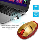 Ergonomic Wireless Mouse - Cool Mice 2.4G Portable Optical Mice With Usb Receiver, For Notebook Pc Laptop Computer Mac Book, Add A Keychain (Golden)