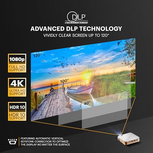 Luma 400 Smart Portable Projector | Android 9.0 Os, Native 720P Hd | 150 Ansi Lumens, Wi-Fi, Bluetooth, Hdmi/Usb | 150-Inch Display | Carrying Case Included