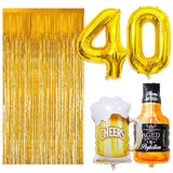 40th Birthday Decorations Gold 40-Inch Balloons, Banner, Fringe & Foil Cups