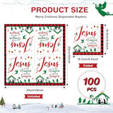 100 Pcs Christmas Nativity Paper Napkins Disposable Jesus Is The Reason For The Season Paper Guest Napkins Xmas Nativity Religious Hand Towels For Christmas Party Nativity Scene(Red,Square)