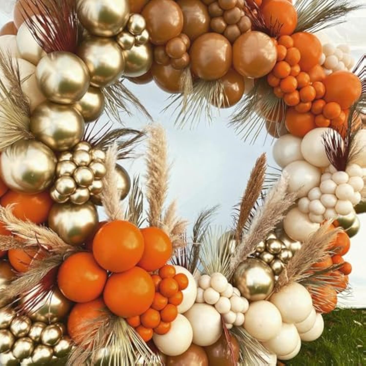Fall Balloon Arch Garland Kit – Burnt Orange, White, Gold & Brown Party Decor