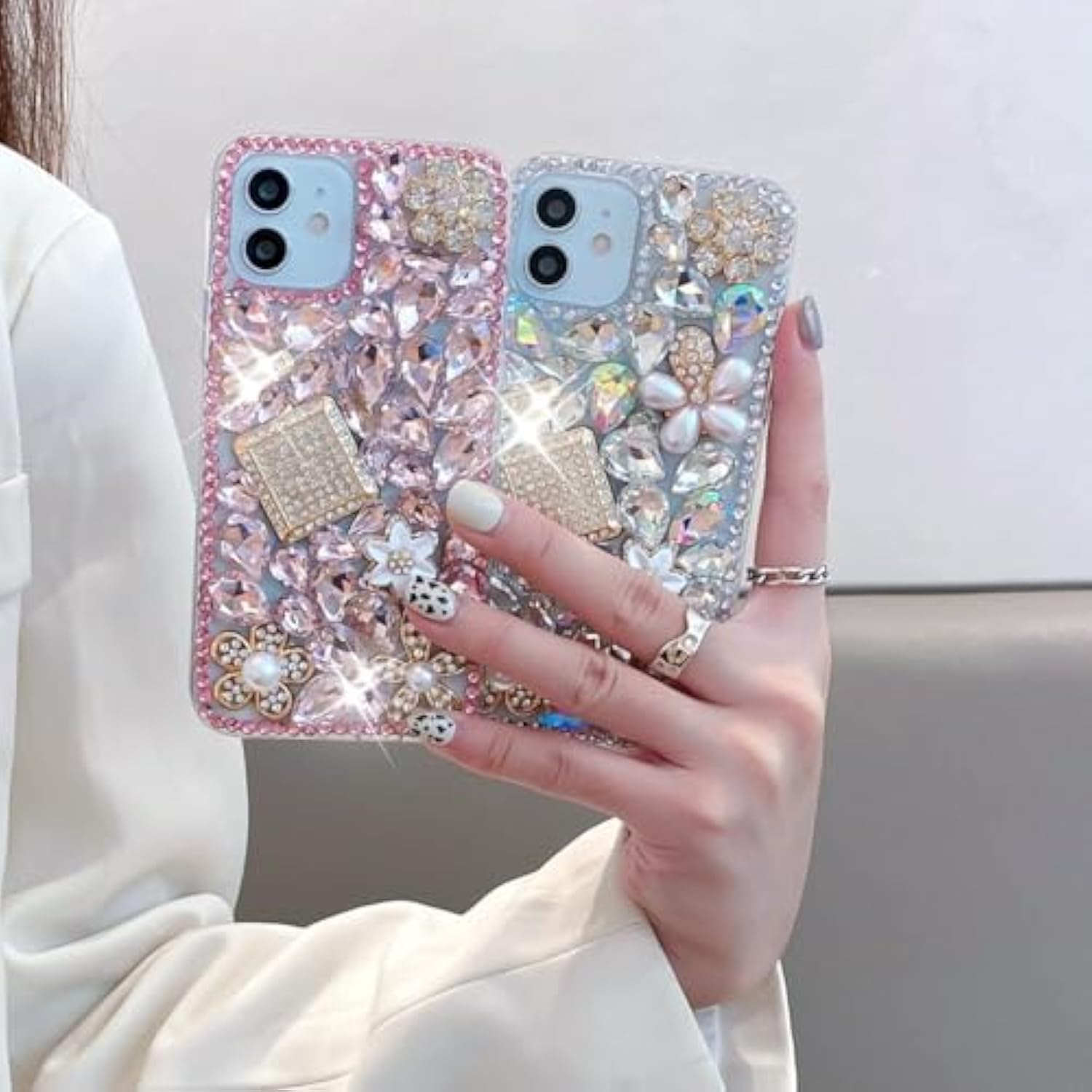 For Iphone 16 Pro Max Bling Case With Wrist Strap For Women Girls Luxury 3D Glitter Diamond Crystal Rhinestone Sparkle Shiny Gemstone Perfume Bottle And Flower Cover Soft Tpu Bumper