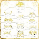 24pcs 2026 New Year Party Supplies White Gold Hats Glasses Photo Props