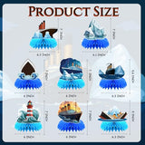 8 Pcs Nautical Birthday Party Decoration, Cruise Ship Theme Honeycomb Centerpieces 3D Double Sided Table Decorations, Ocean Ship Photo Booth Props for Ocean Cruise Liner Nautical Party Supplies