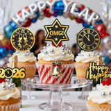 24pcs Happy New Year 2026 Cupcake Toppers Party Decorations