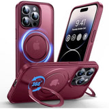 360° Rotating Magnetic Stand Ring Holder for iPhone 14 Pro Case, MagSafe Compatible, Shockproof MIL-Grade, 6.1 Inch, Red