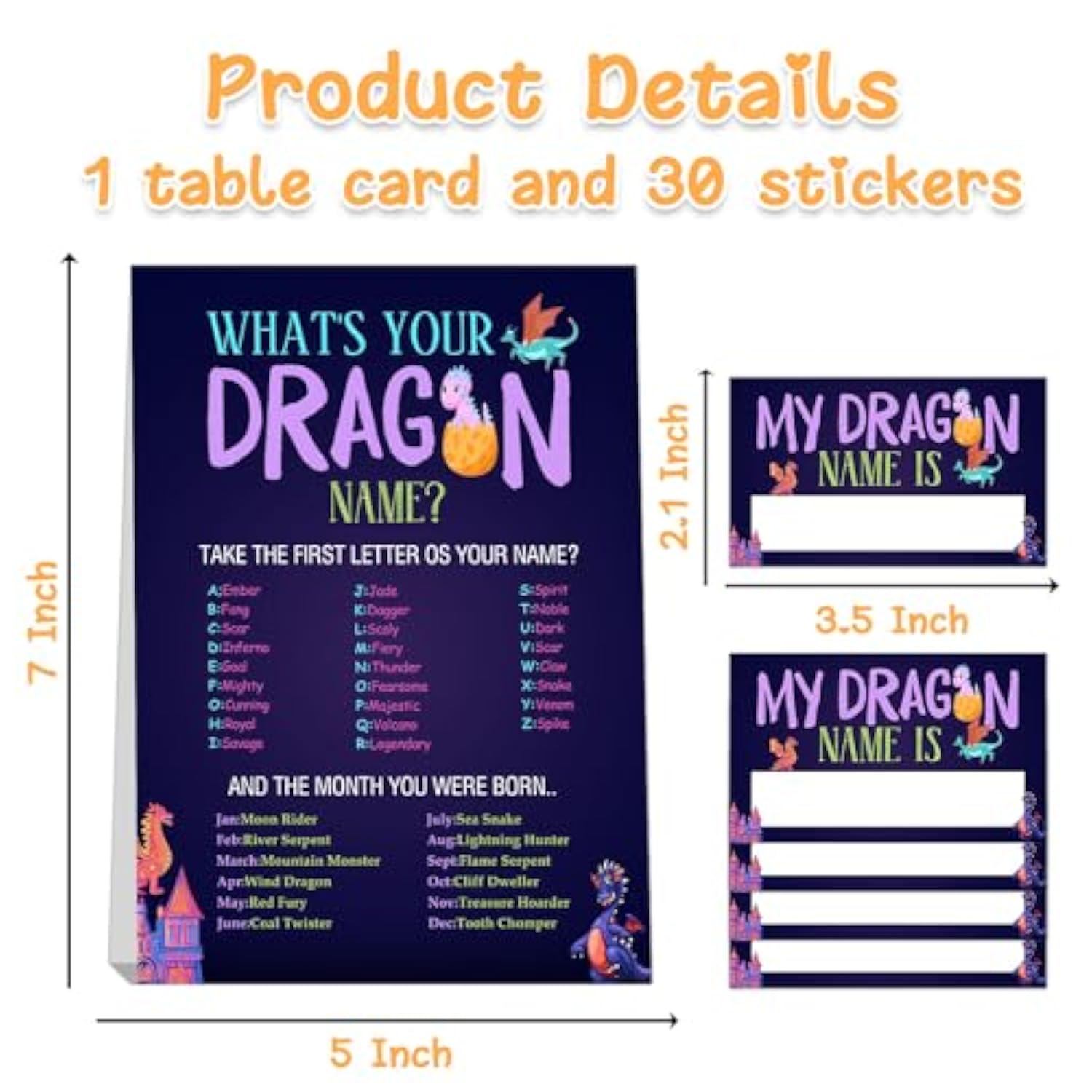 Dragon Birthday Party Decorations-Birthday Party Games,Dragon Theme Birthday Party Sign,Baby Shower Decorations,Birthday Party Game,Baby Shower Games,What'S Your Dragon Name