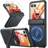 Magnetic For Motorola Razr Ultra 2025 Case [Hinge Protectionkickstand] [Built-In Front Screen Protector] [Compatible With Magsafe] Shockproof Full Body Phone Case For Moto Razr Ultra 2025