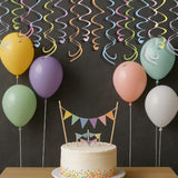 48pcs Pastel Hanging Swirl Streamers for Birthday & Party Décor