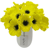 12 Stems Artificial Poppies Real Touch Pu Fake Latex Flowers For Wedding Holiday Bridal Bouquet Home Party Decor (Simple Yellow)