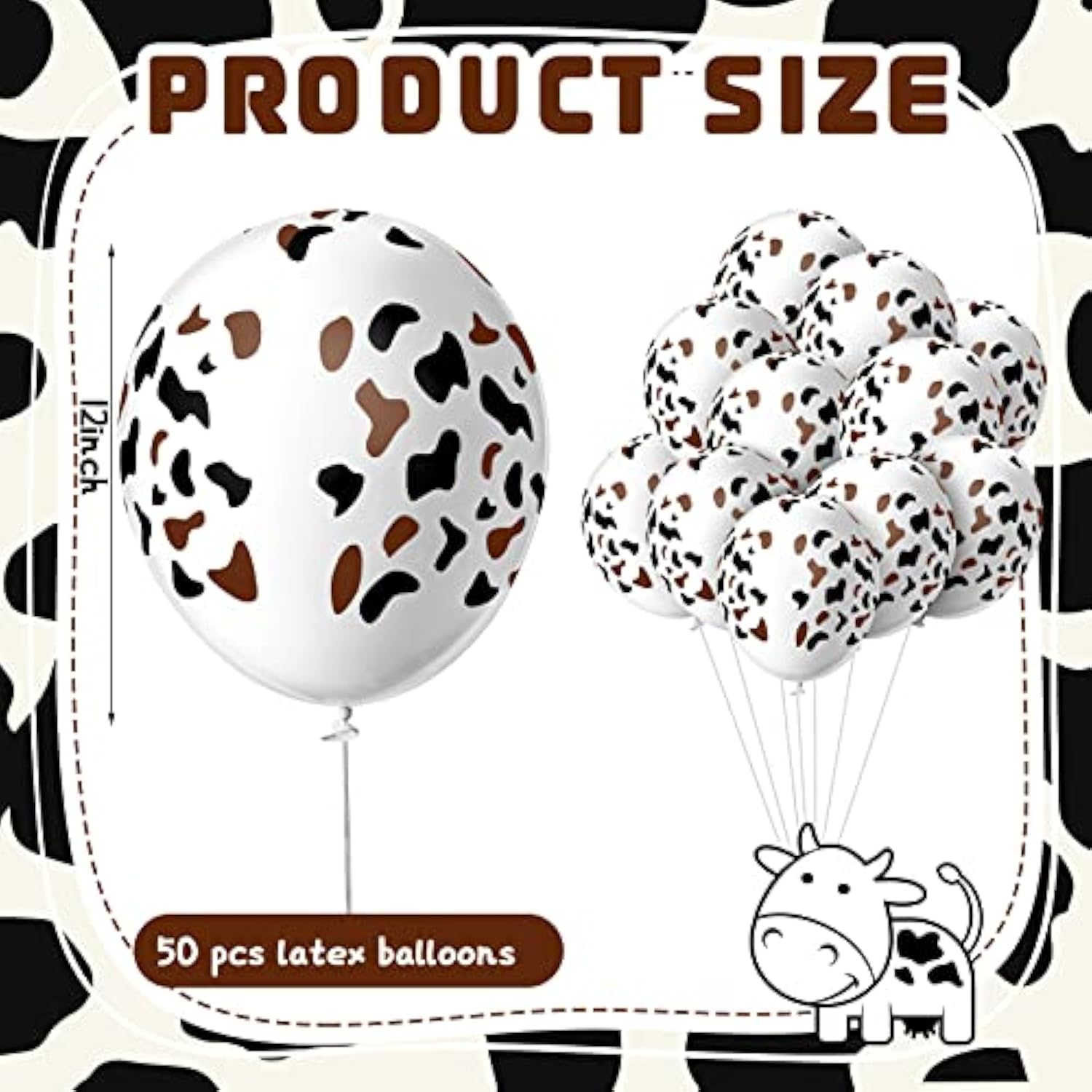 50 Pcs Cow Balloons Latex Funny Print Cow Farm Balloons For Wedding Birthday Party Supplies Decorations