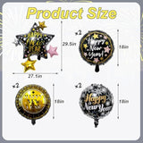 7 Pcs Black & Gold New Year 2026 Balloon Party Kit
