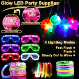 178 Pcs 2026 Glow In Dark New Year Party Kit with LED Glasses, Bracelets, and Necklaces