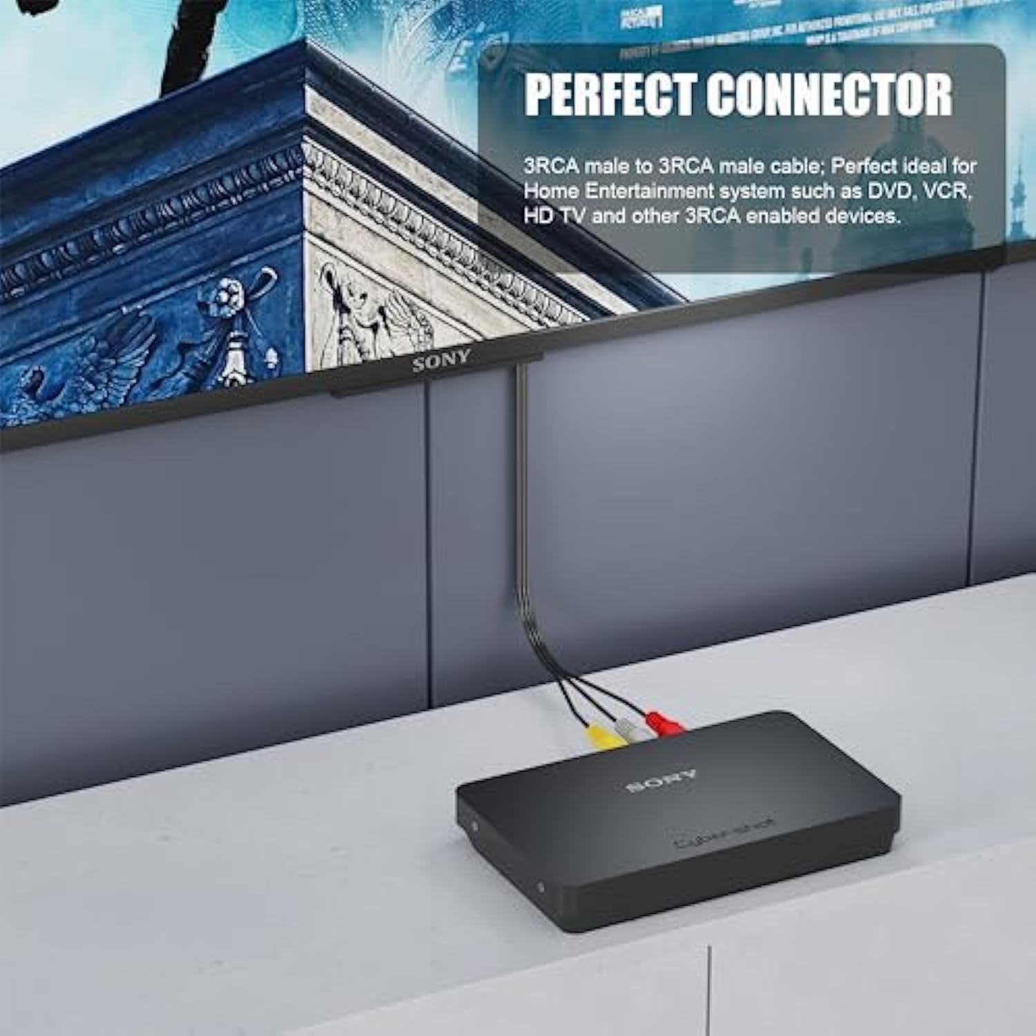 Rca Cables, 3Rca Cable Audio Video 24K Gold Plated Connecting Audio Video Comp