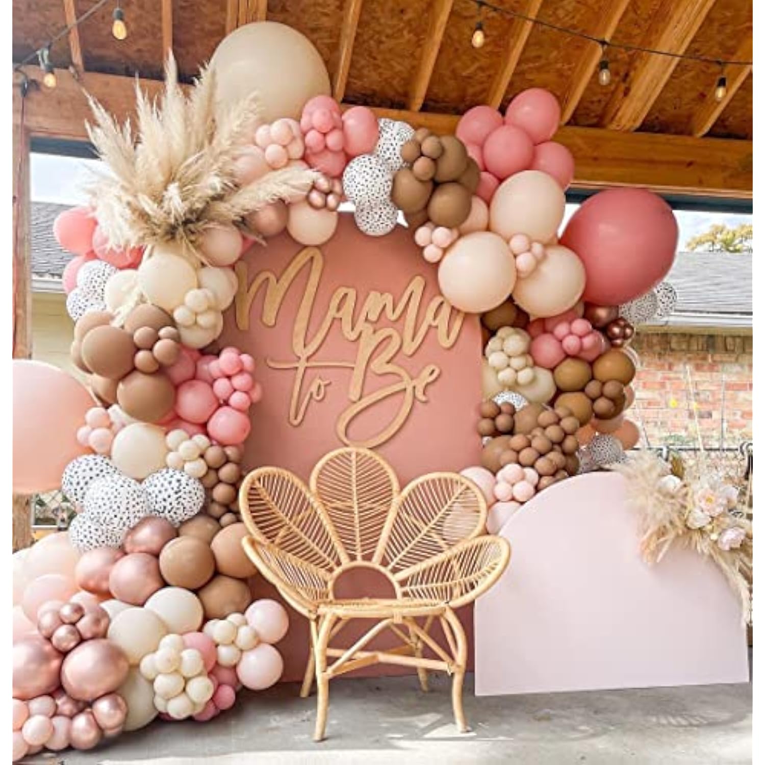 132PCS Boho Balloon Garland Kit in Dusty Rose, Nude & Ivory for Baby Shower