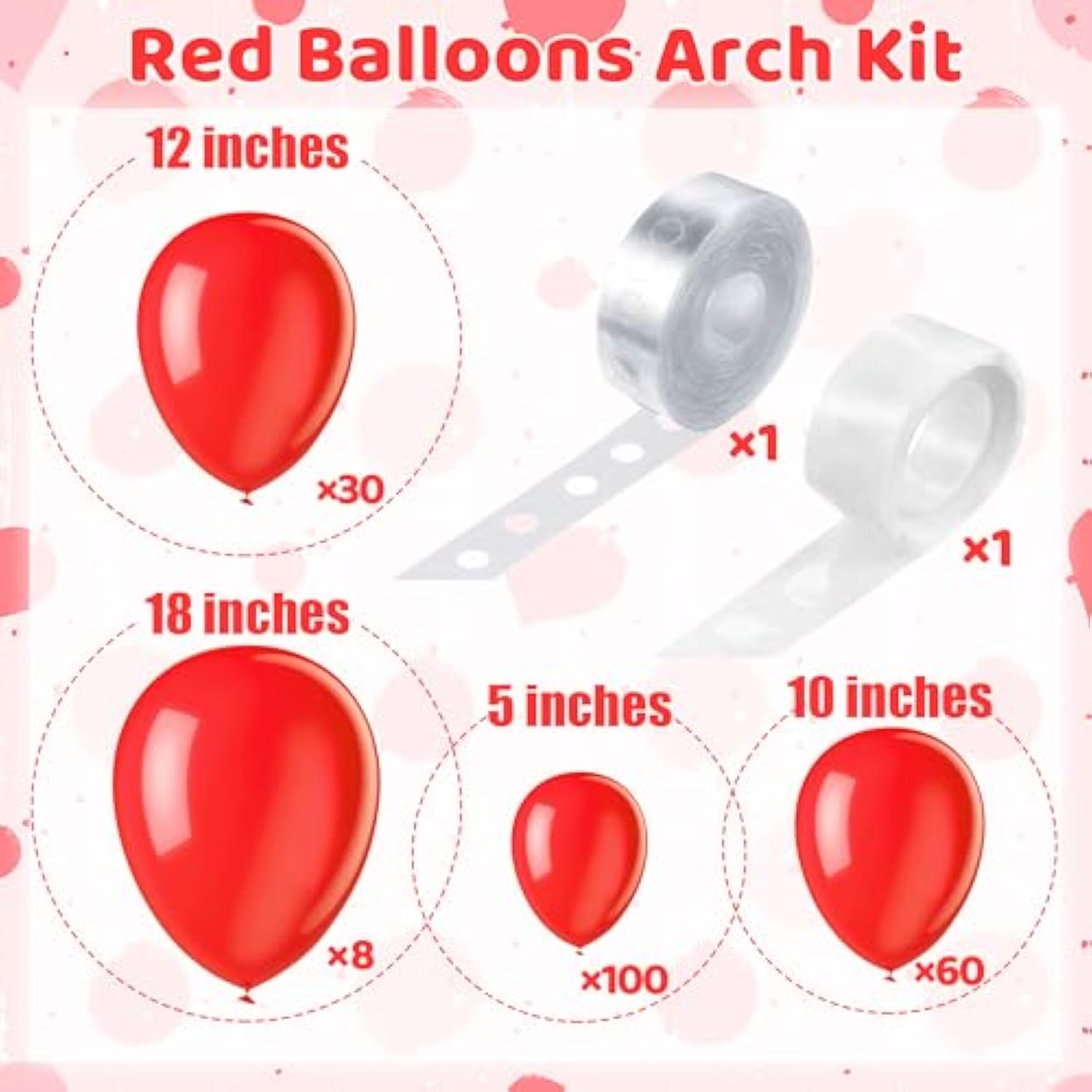 200 Pieces Red Balloon Garland Arch Kit Red Latex Balloons Different Sizes Birthday Decorations For Valentine Wedding Party Decorations