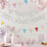 Happy 25Th Anniversary Banner, 25Th Wedding Anniversary, 25Th Birthday,25 Years Loved Party Decorations, Silver Glitter