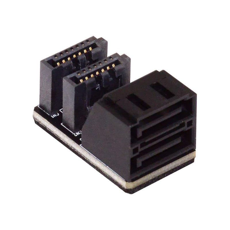 Cy Dual Sata 7Pin Male To 7Pin Female Vertical 90 Degree Angled Expansion Adap