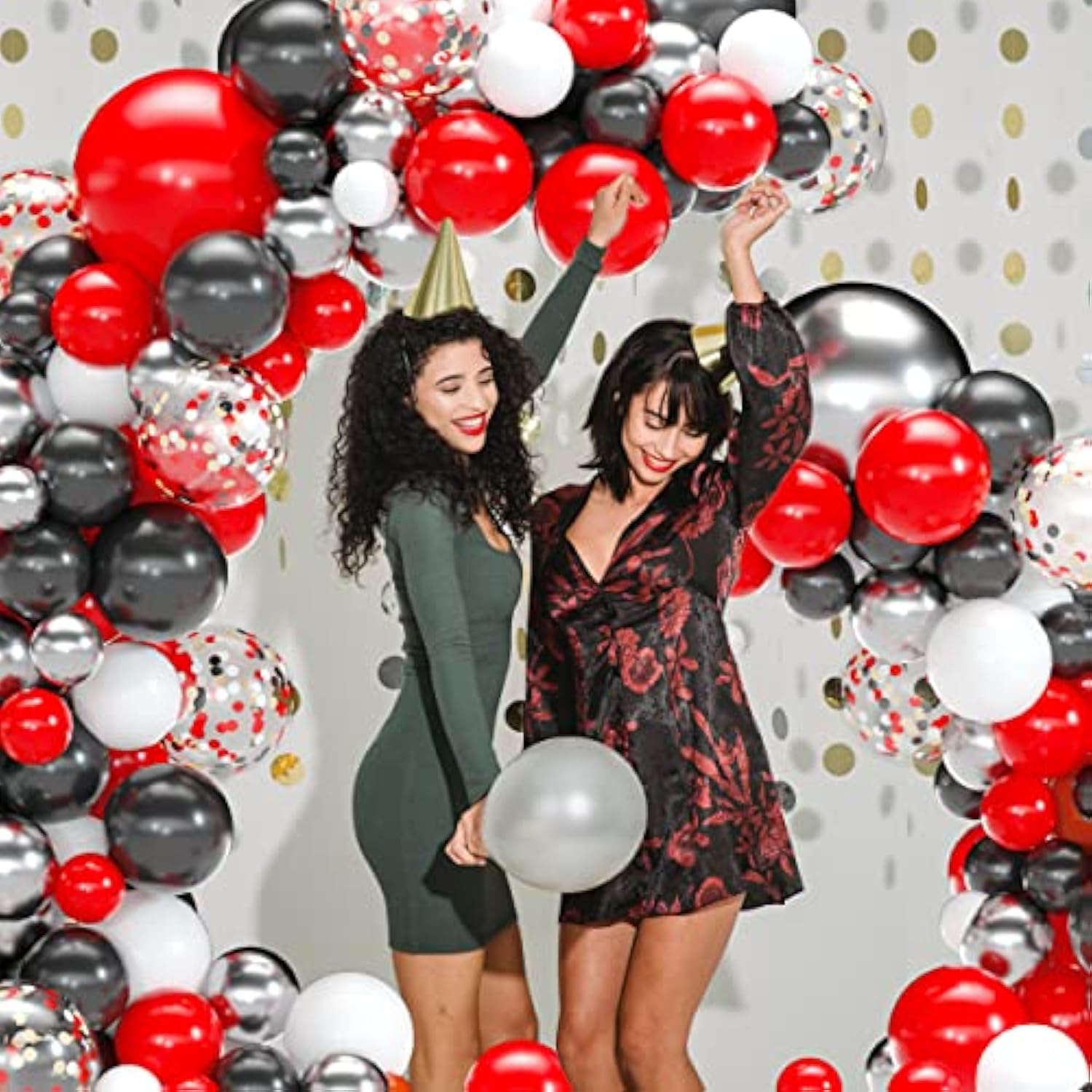 Black And Red Balloon Garland Kit Red Black White Metallic Silver Conf